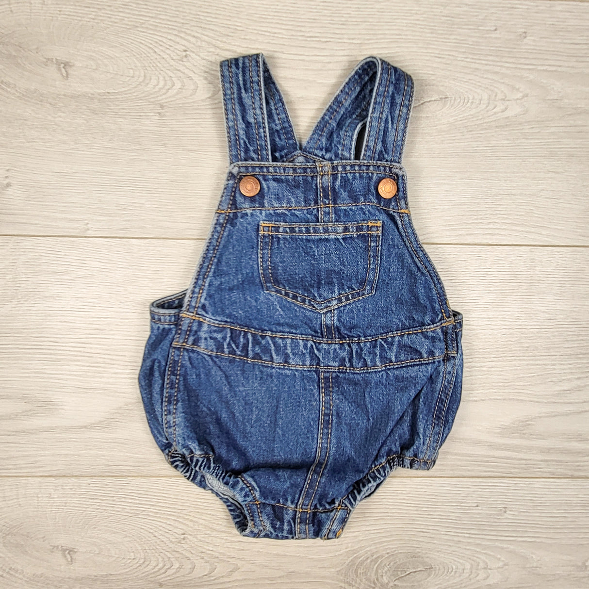 Old Navy denim bubble romper. Size 3-6 months