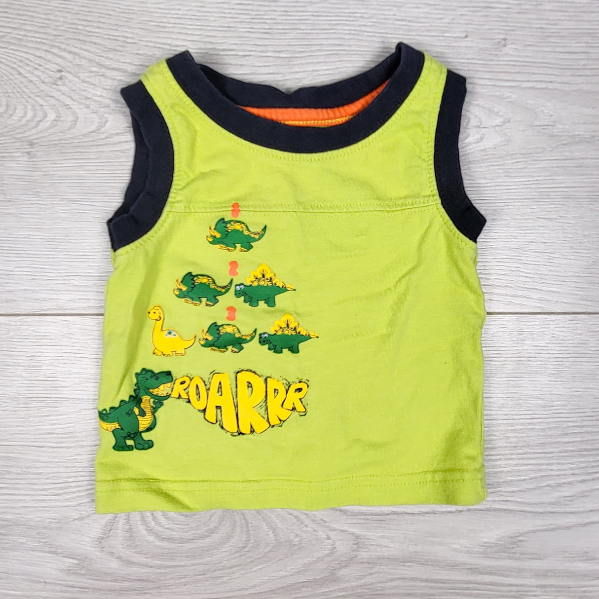 George lime green tank top with dinosaurs. Size 3 months