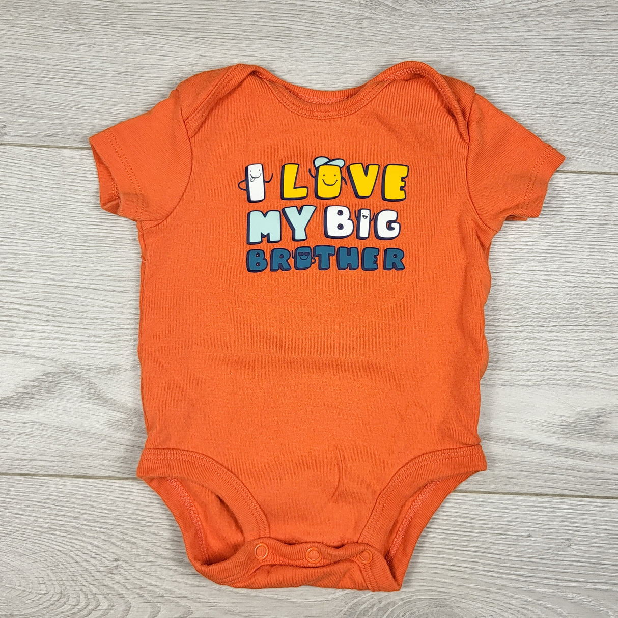 Carters orange "I Love My Big Brother" bodysuit. Size 3 months