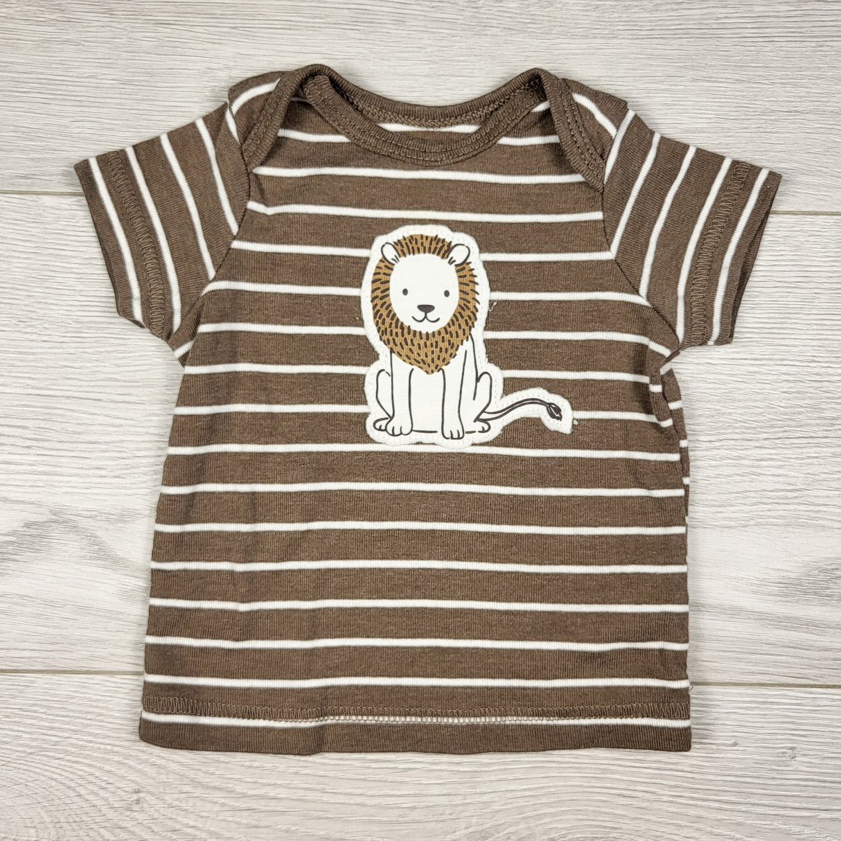 Child of Mine brown striped top with lion. Size 0-3 months