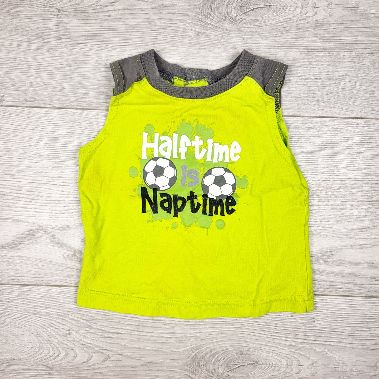 George neon yellow "Halftime Naptime" tank top. Size 3-6 months