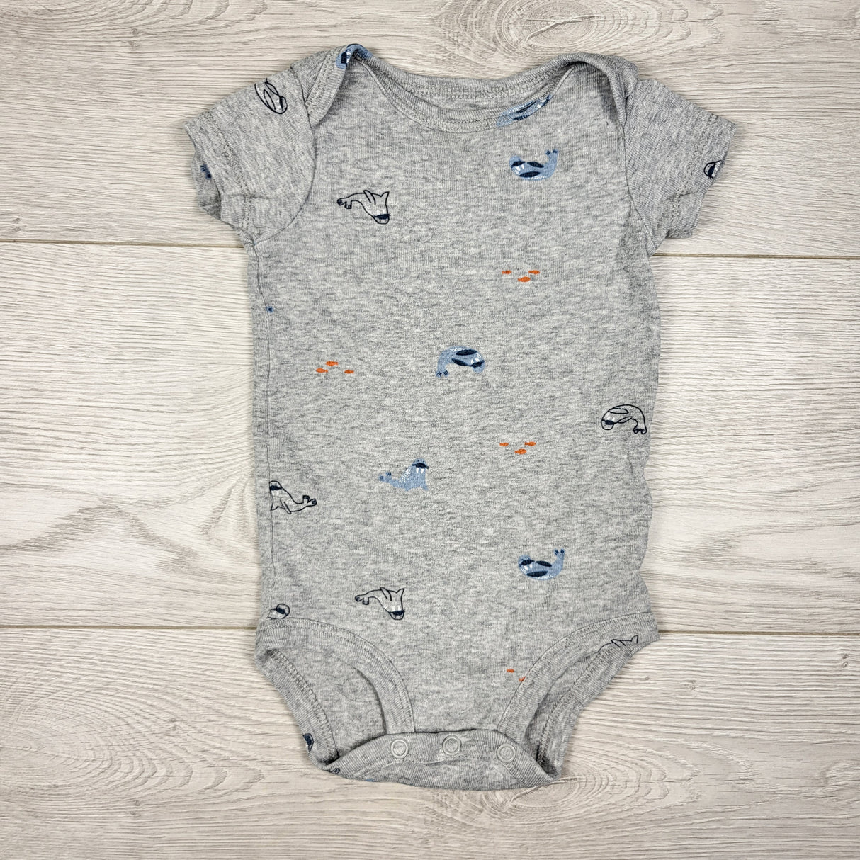 Carters grey bodysuit with walruses. Size 6 months
