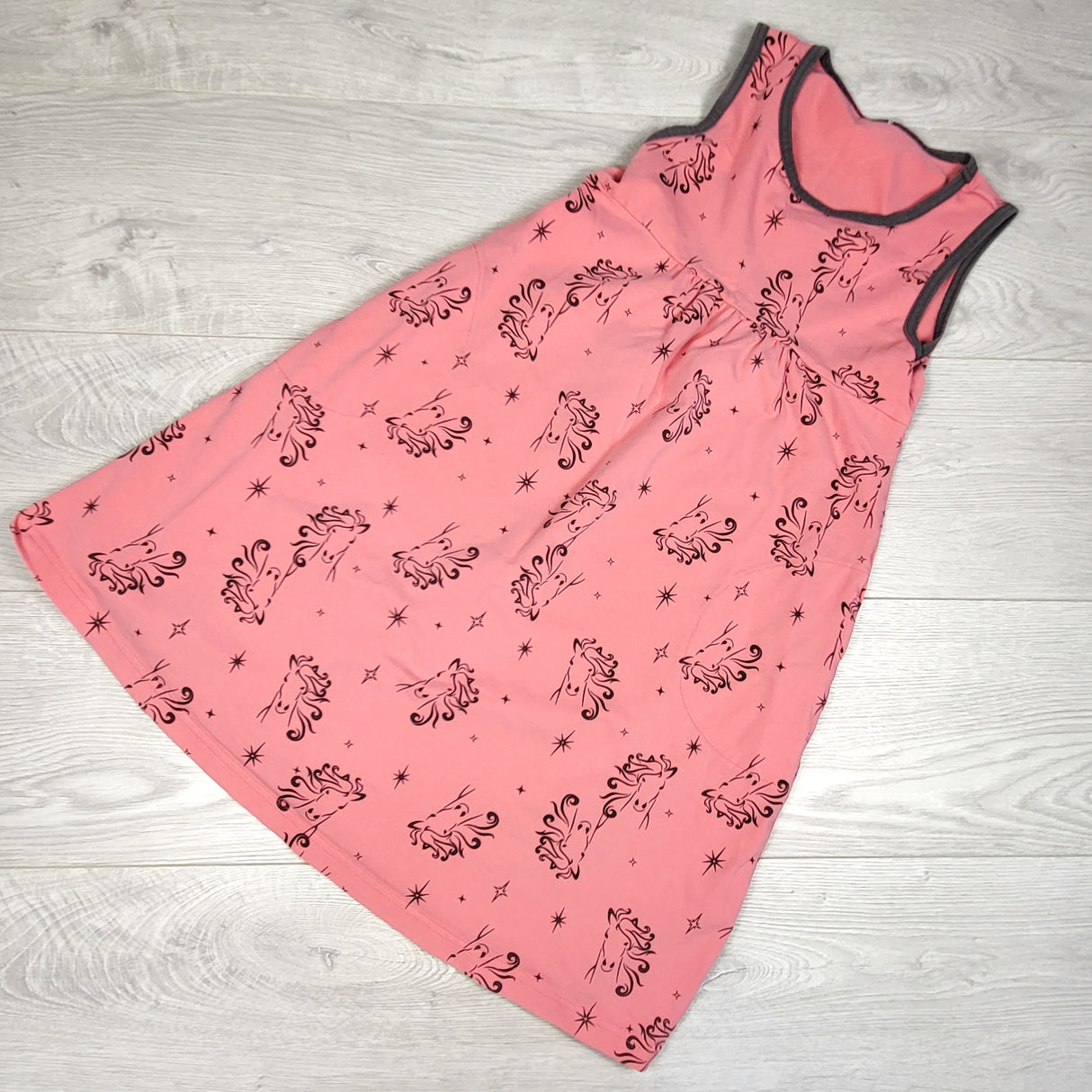 Peekaboo Beans pink sleeveless dress with unicorns. Size 8
