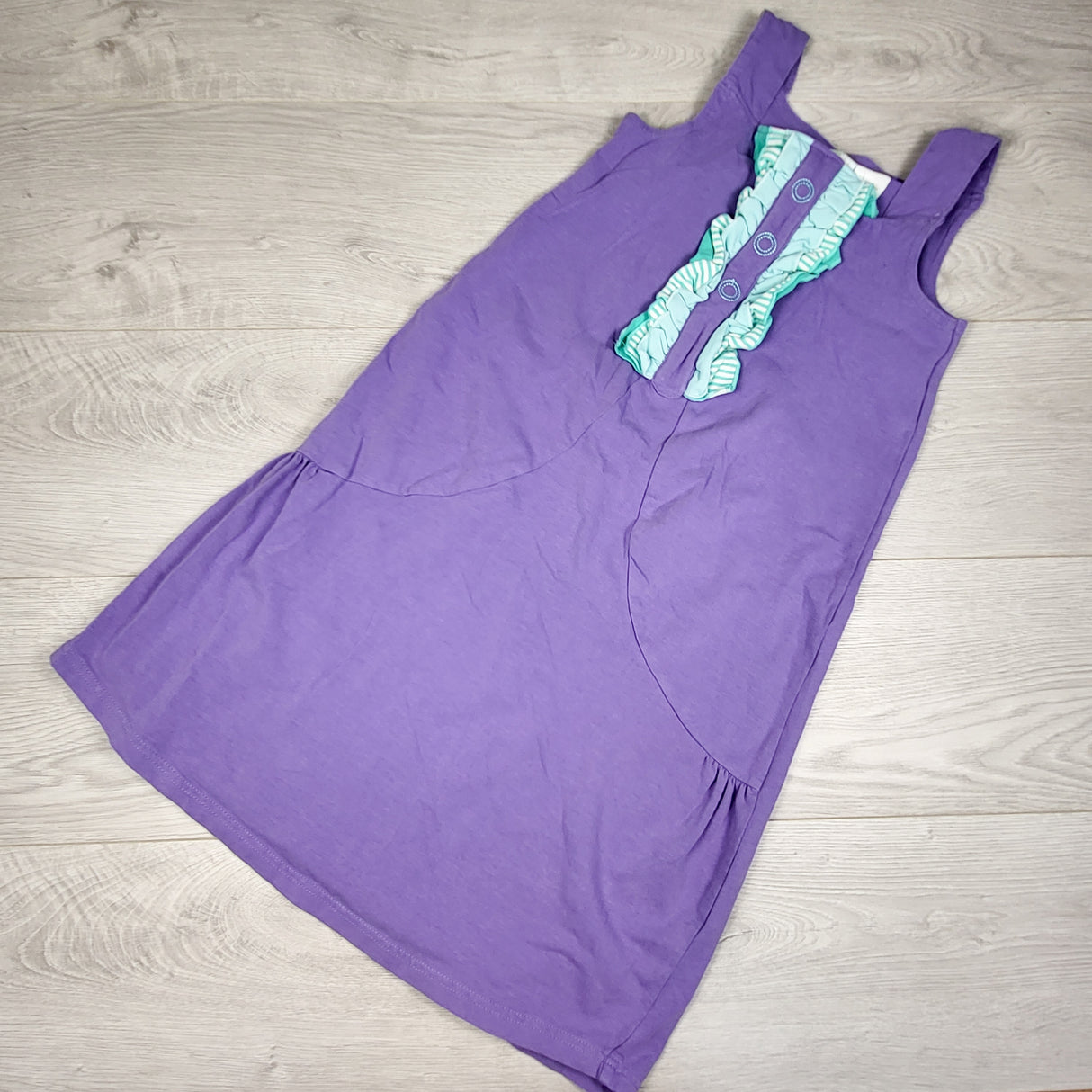 Peekaboo Beans purple sleeveless dress with ruffles. Size 8
