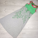 Peekaboo Beans grey and green floral print racerback maxi dress. Approx size 7/8