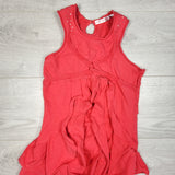 Deux Par Deux dark pink sleeveless ruffle dress. Size 10