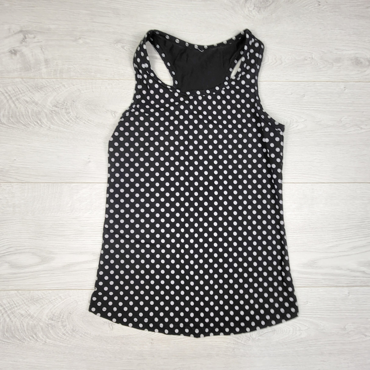 Peekaboo Beans black polka dot tank top. Size 8