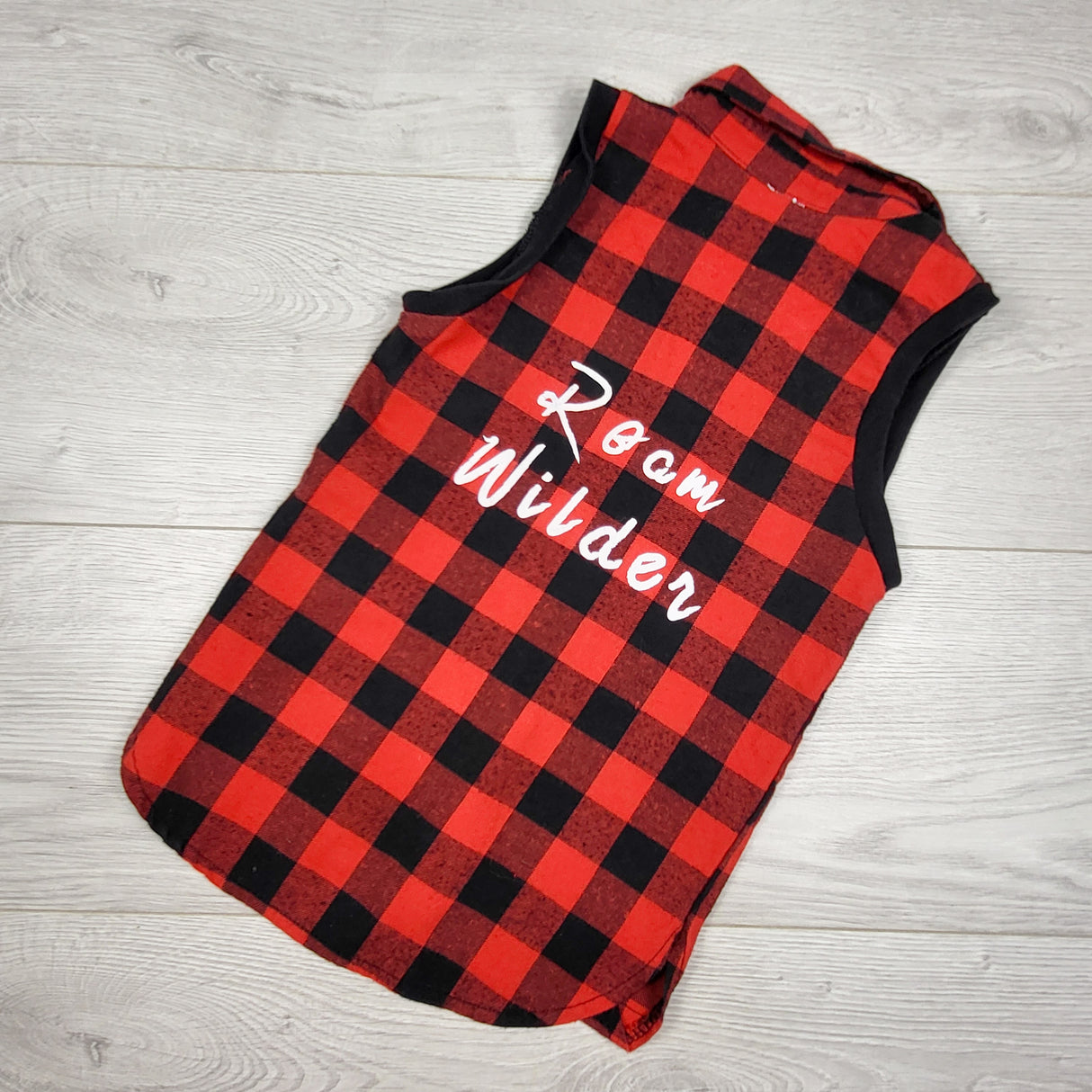 Kamp Krue red buffalo plaid "Roam Wilder" vest. Approx 3/4T