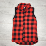 Kamp Krue red buffalo plaid "Roam Wilder" vest. Approx 3/4T