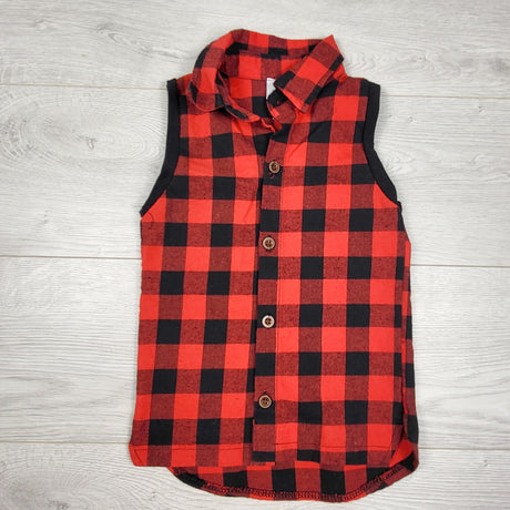 Kamp Krue red buffalo plaid "Roam Wilder" vest. Approx 3/4T