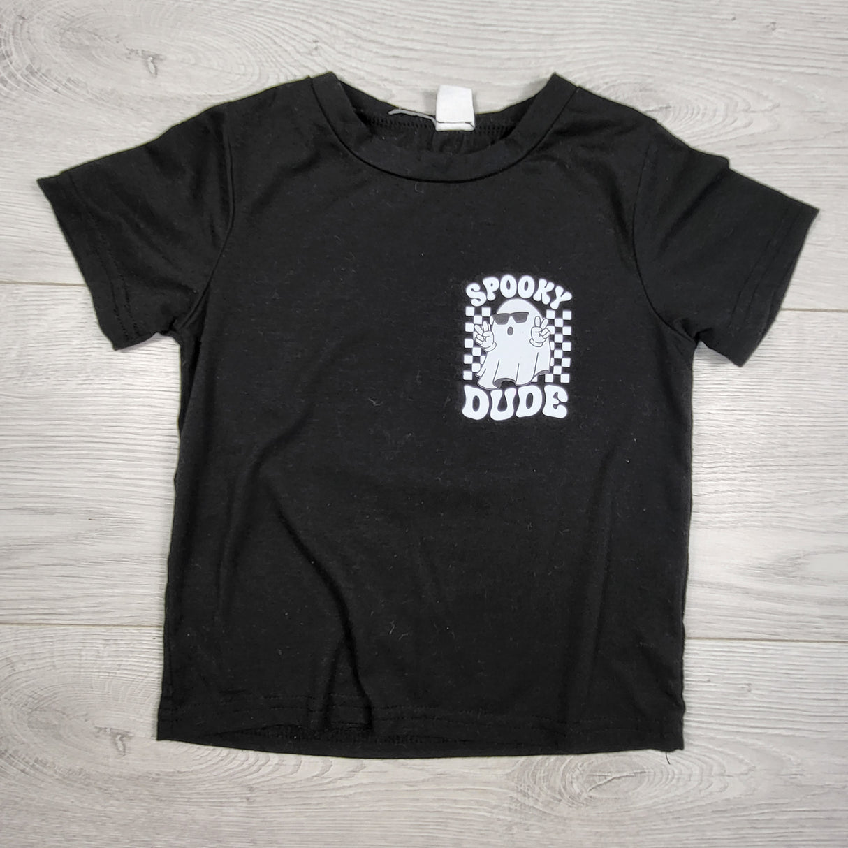 Unbranded black "Spooky Dude" t-shirt. Size 2/3T