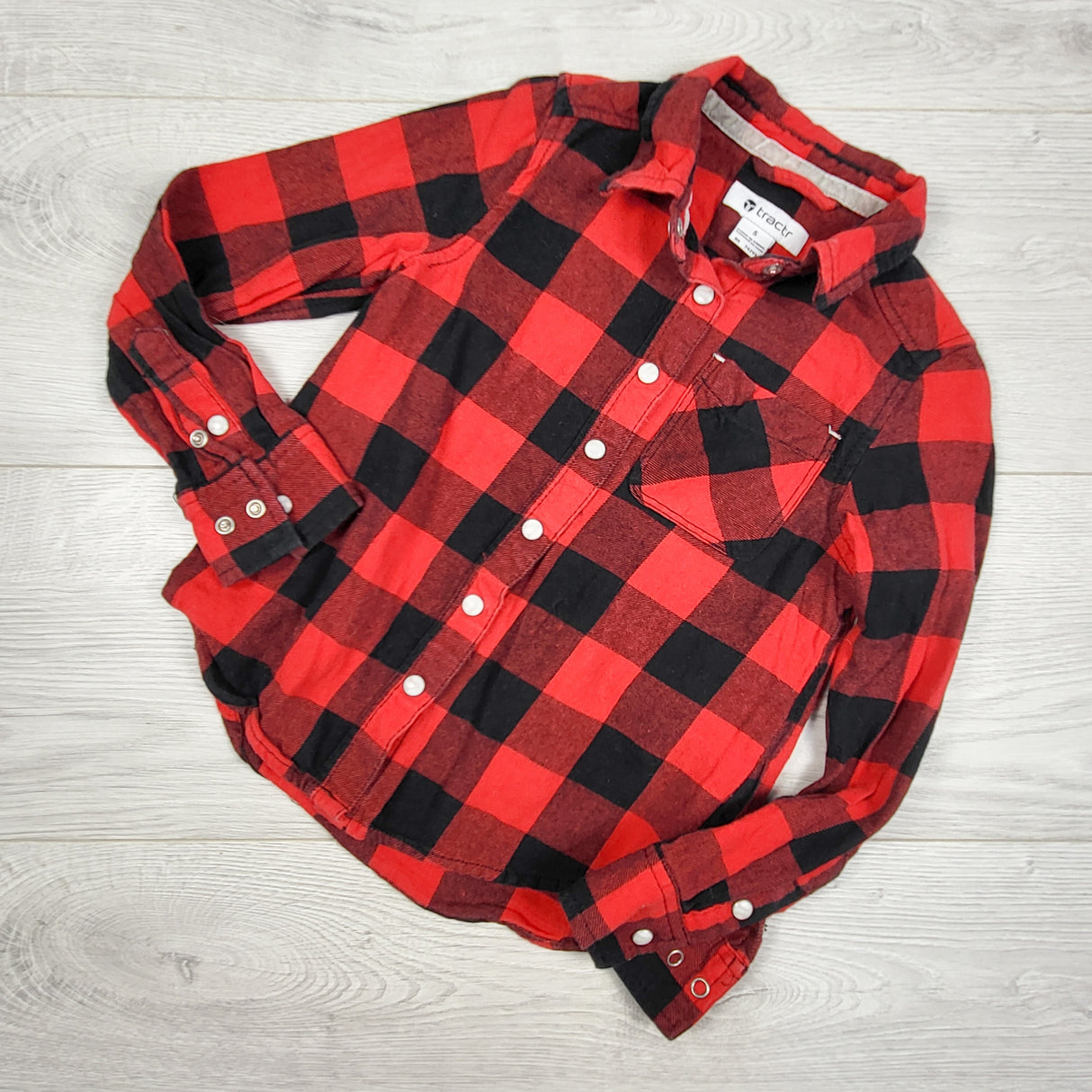 Tractr red plaid button down flannel shirt. Size 5T