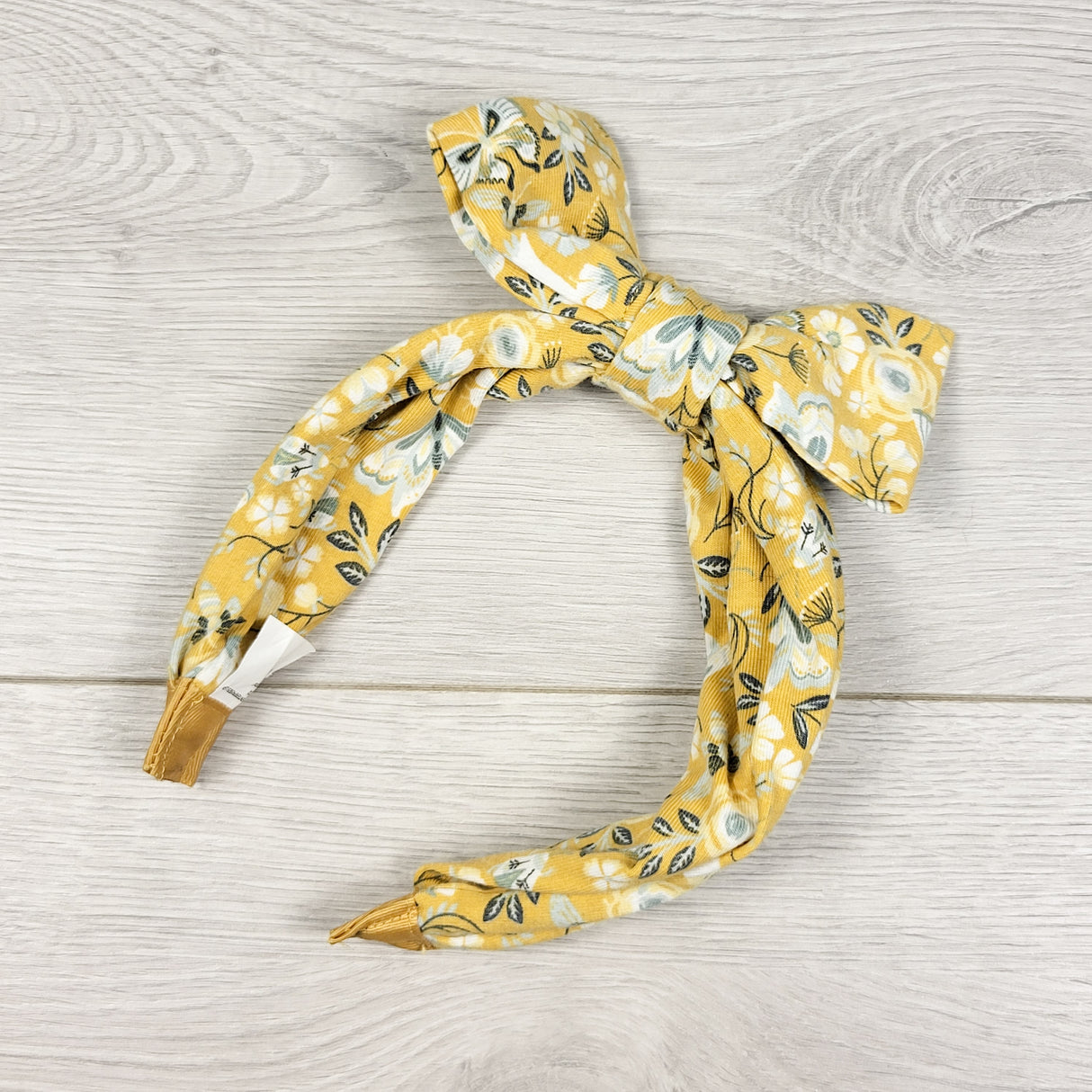 Yellow floral print bow headband