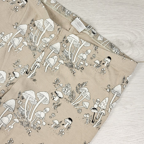 Little and Lively beige mushroom print bamboo leggings. Size 13/14