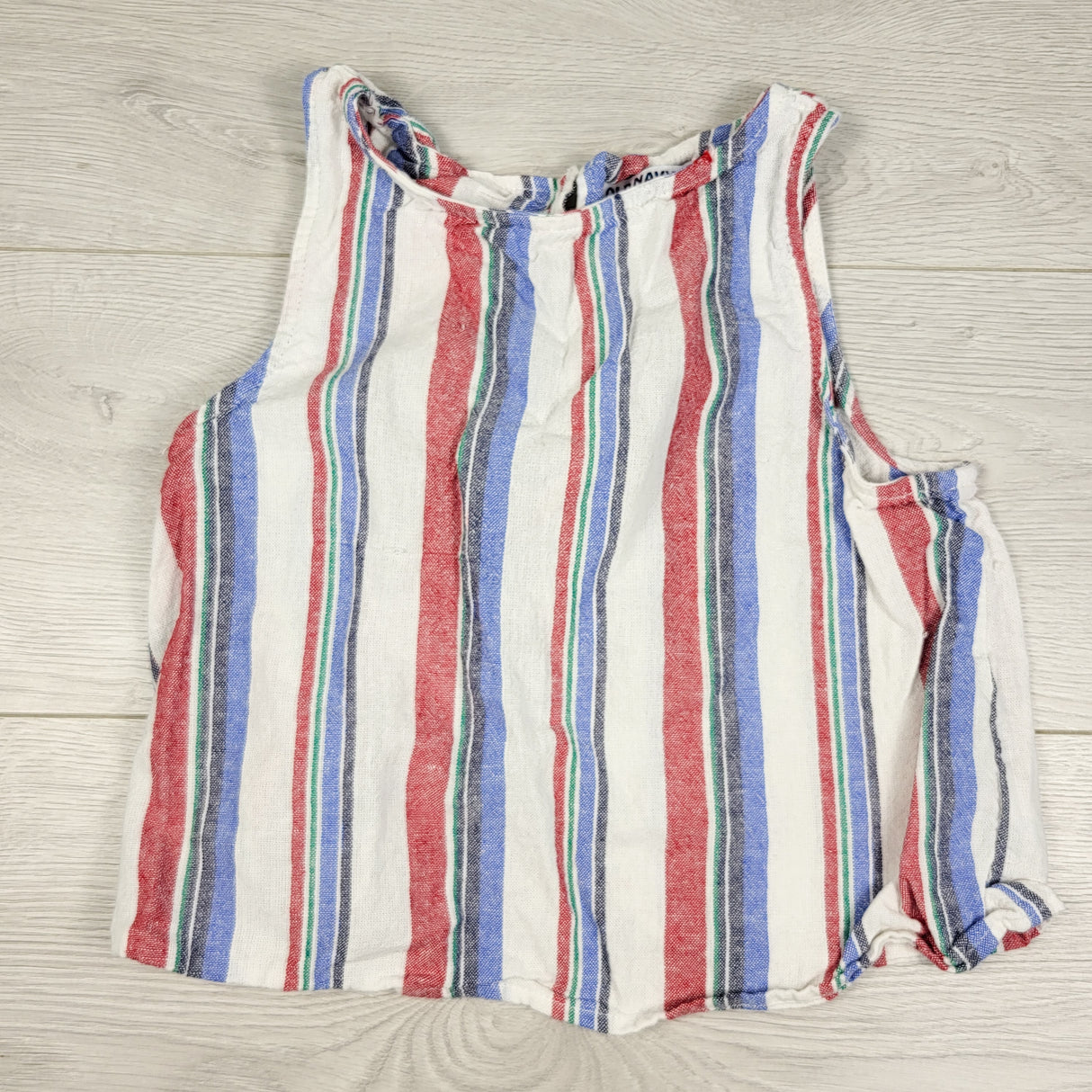 Old Navy striped linen blend split-back sleeveless top. Size 10/12
