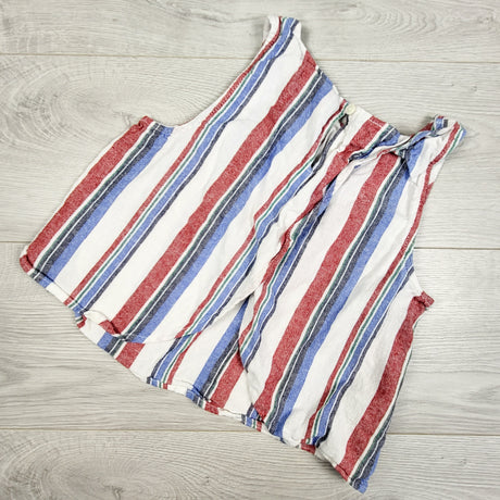 Old Navy striped linen blend split-back sleeveless top. Size 10/12