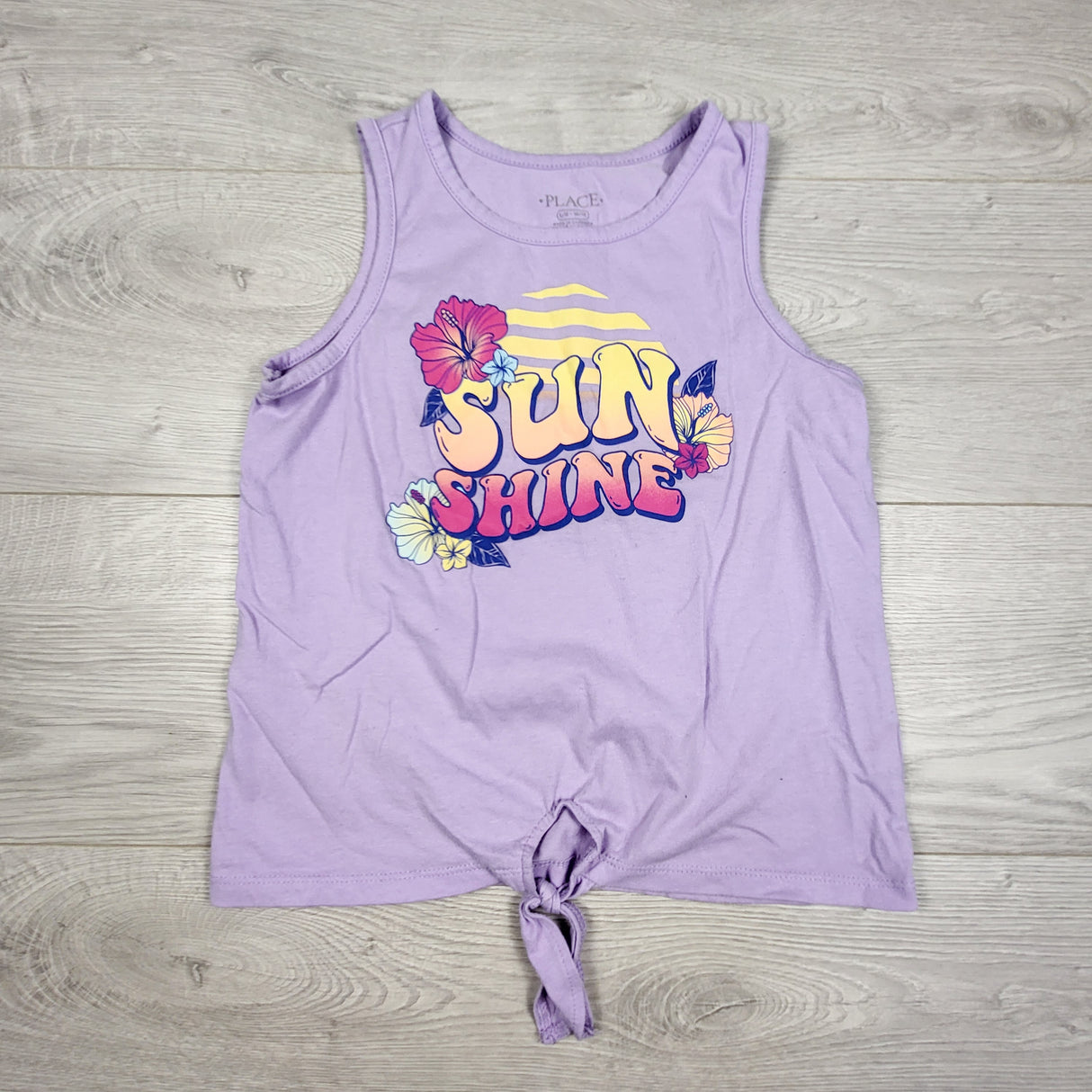 Children's Place purple "Sunshine" knotted tank top. Size 10/12