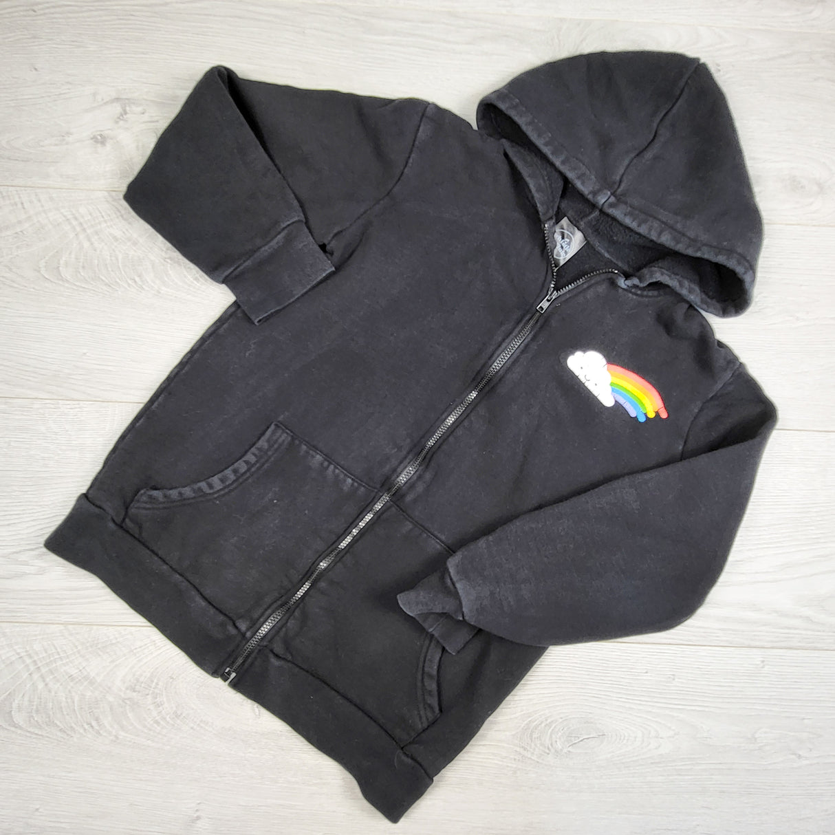 Whistle and Flute black zip up hoodie with rainbow. Size 11\12