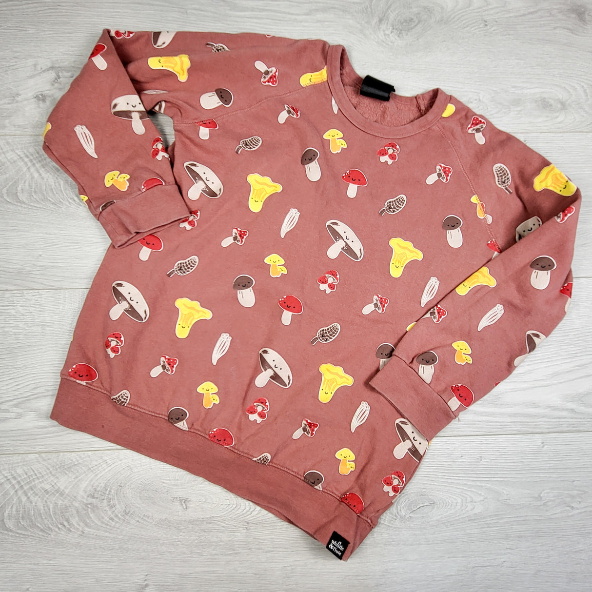 Whistle and Flute mushroom print crewneck sweater. Size 11/12