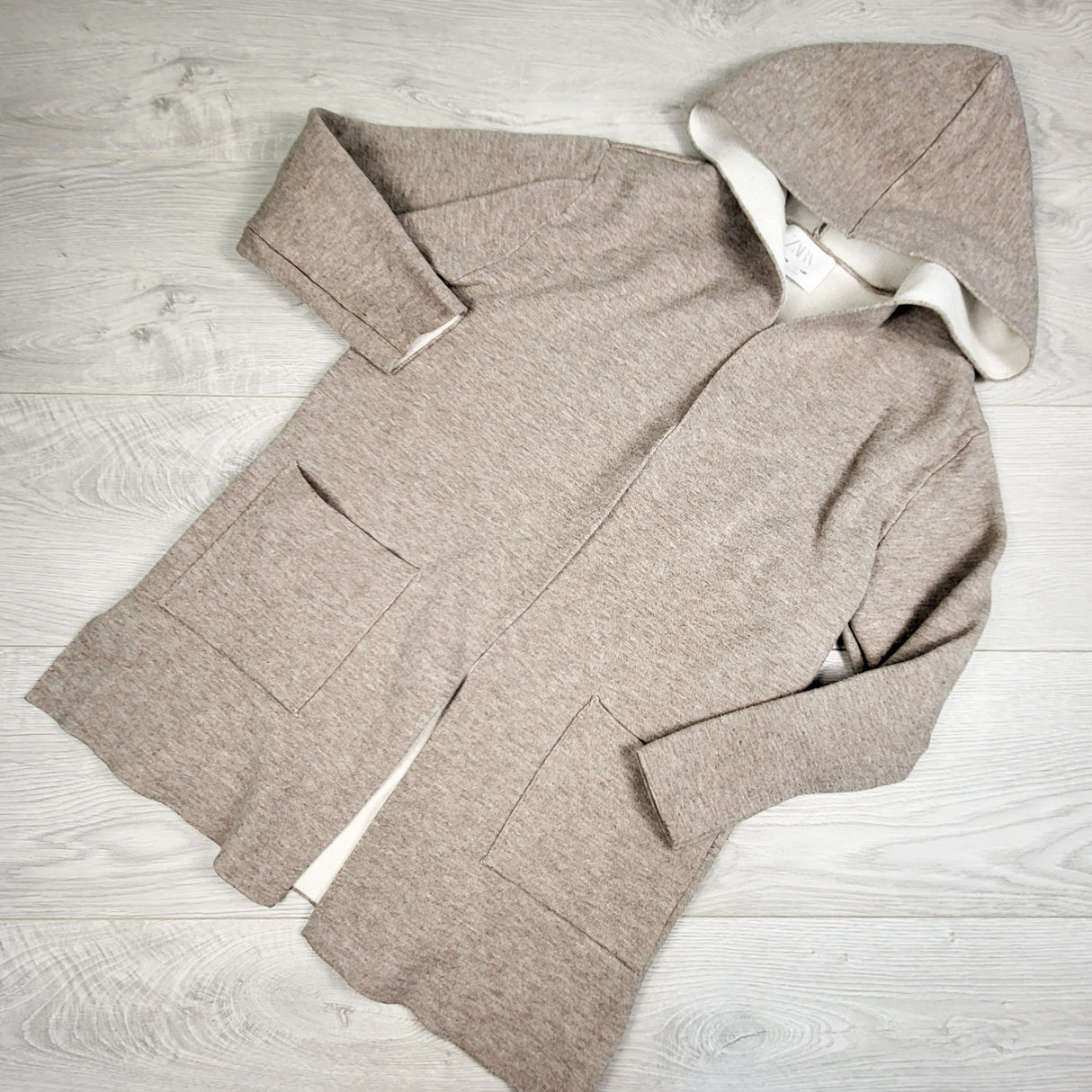 Zara brown/beige hooded knit sweater. Size 10