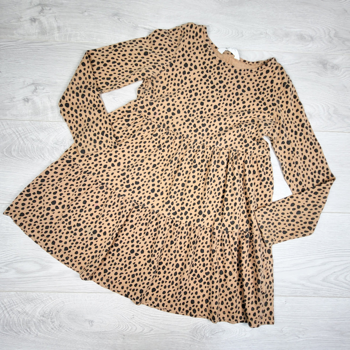 H and M tan leopard print dress. Size 8-10 Years