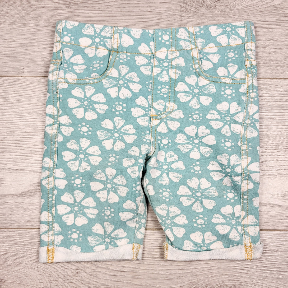 Tucker + Tate teal floral print cotton jegging style shorts. Size 5T