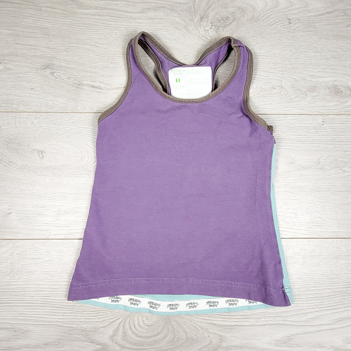 Peekaboo Beans purple (blue on back) tank top. Size 5T