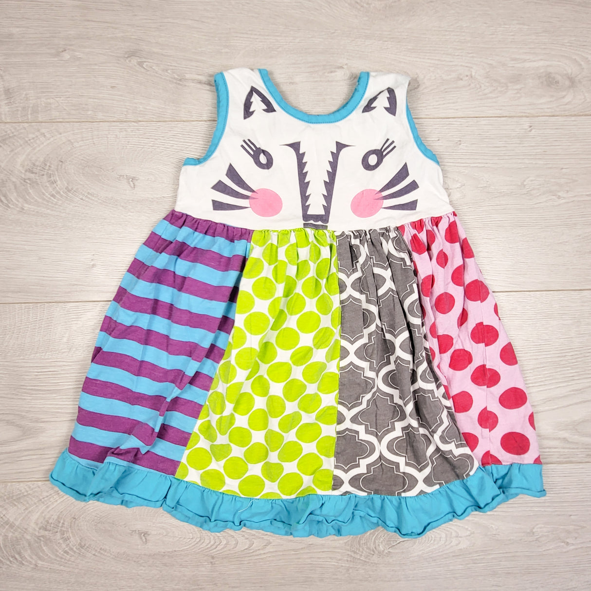 Jelly the Pug panel dress with tiger. Size 3T
