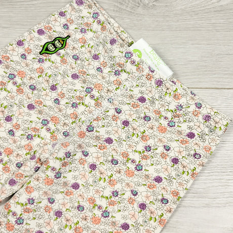 Peekaboo Beans white floral print leggings. Size 5T