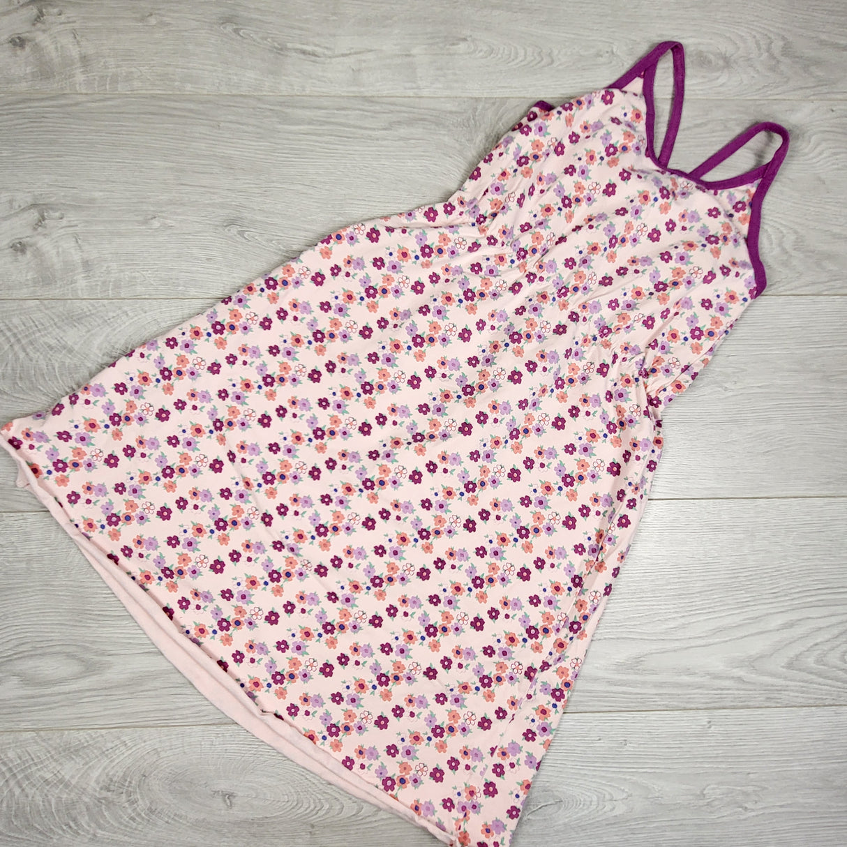 Peekaboo Beans pink floral print sleeveless dress. Size 8