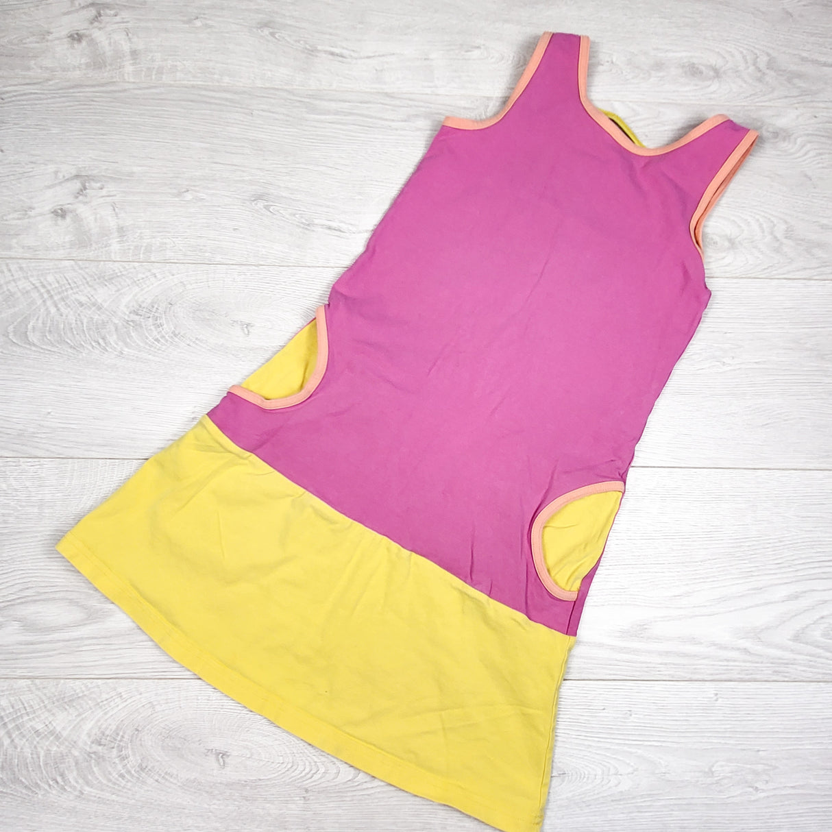Peekaboo Beans pink and yellow sleeveless dress. Size 8