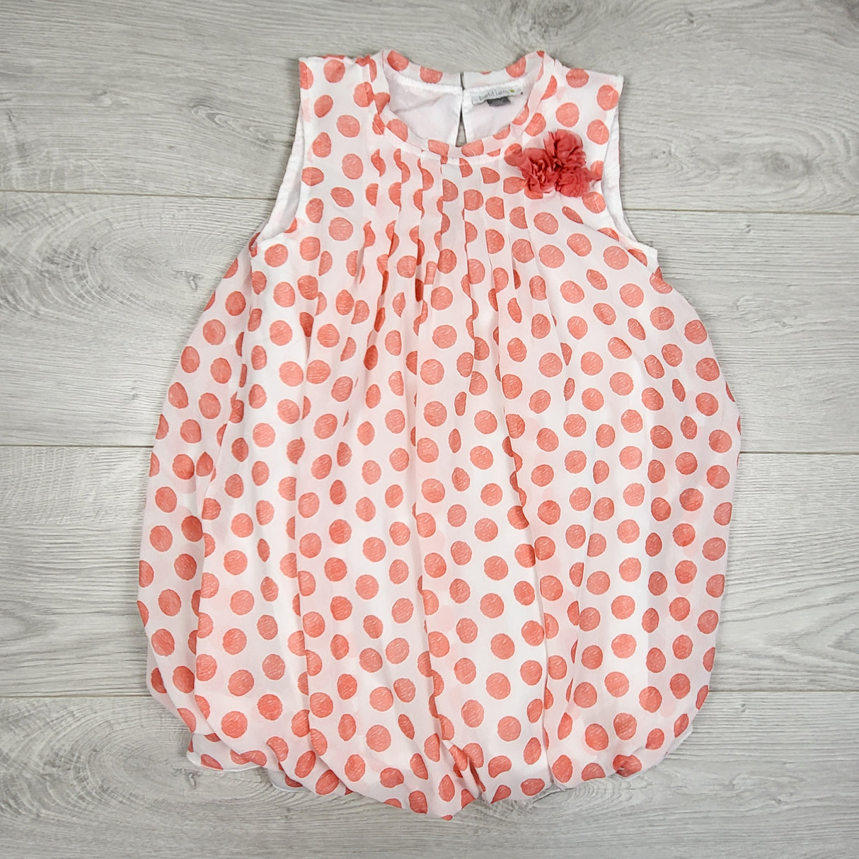 Petit Lem coral polka dot dress. Size 6