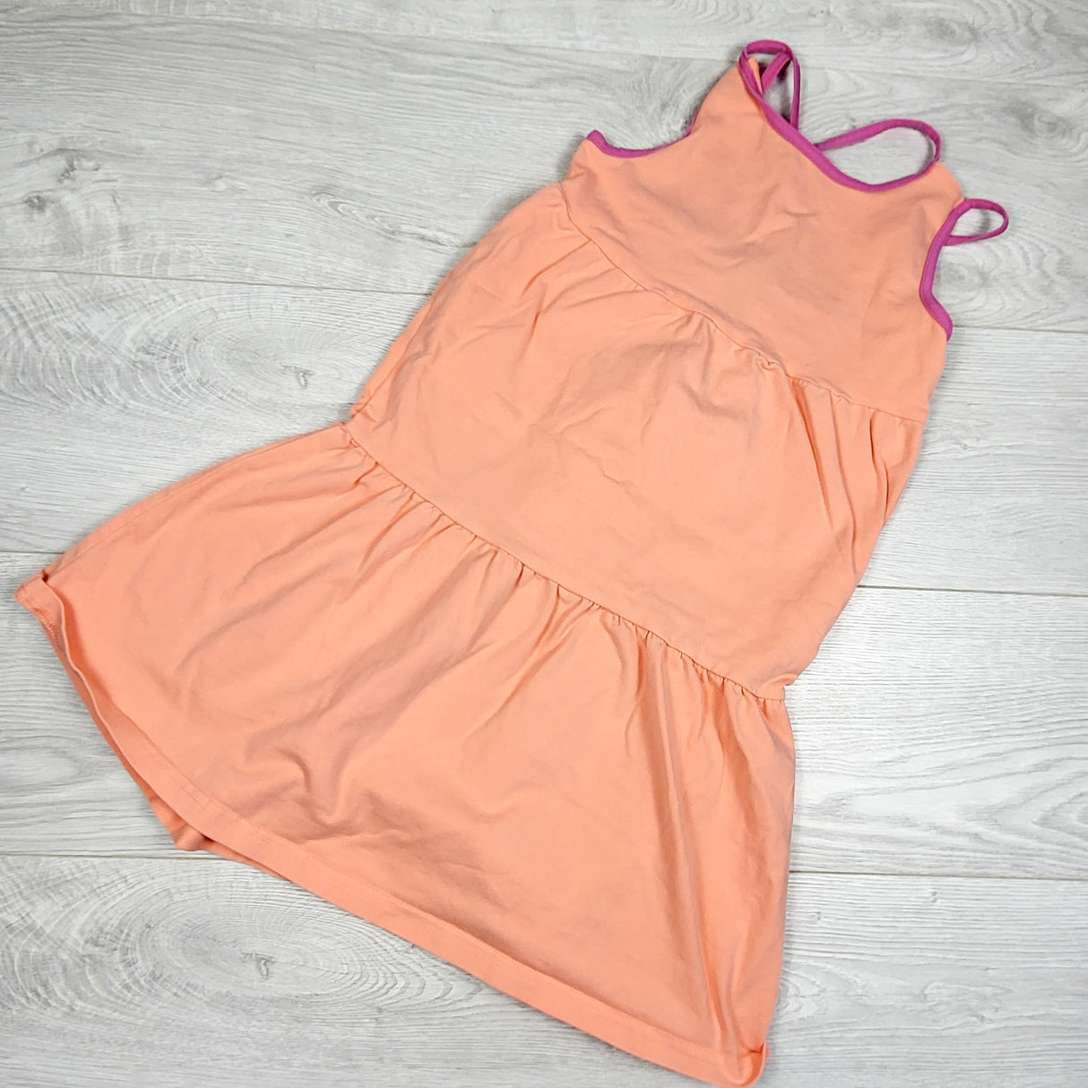Peekaboo Beans peachy-orange sleeveless dress. Size 7
