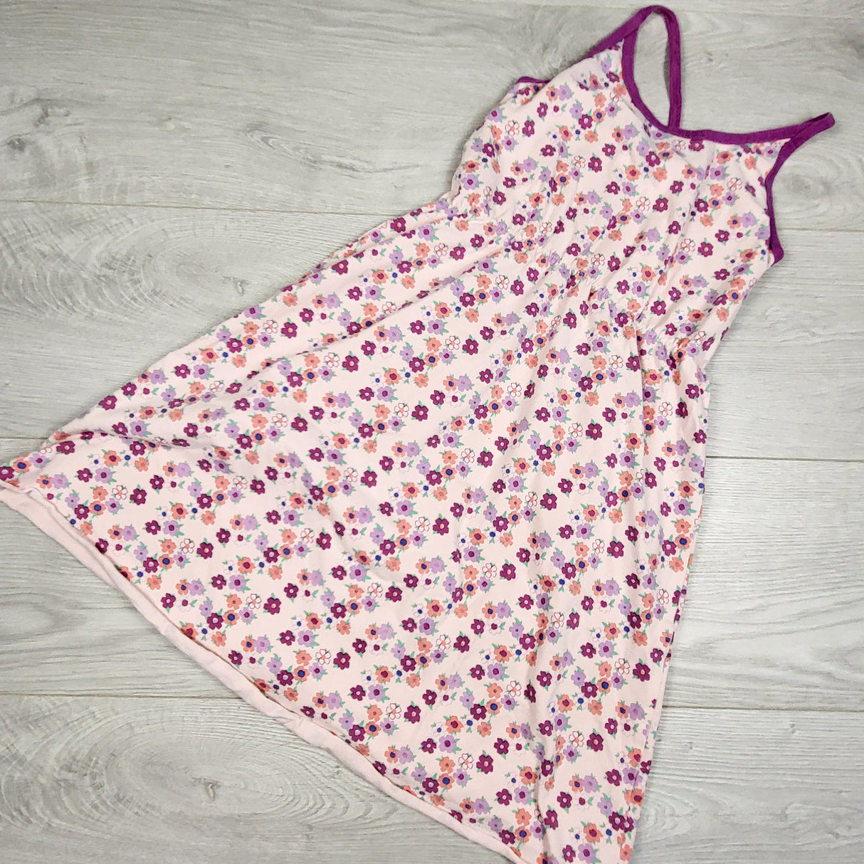 Peekaboo Beans pink floral print sleeveless dress. Size 7