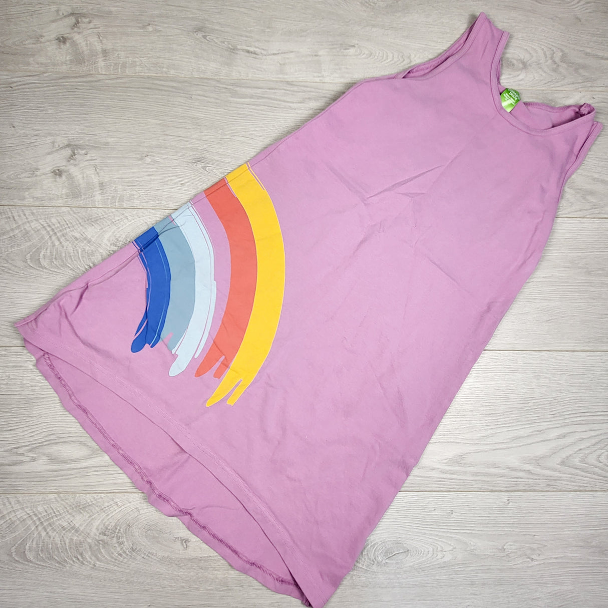 Peekaboo Beans purple sleeveless dress with rainbow. Size 7
