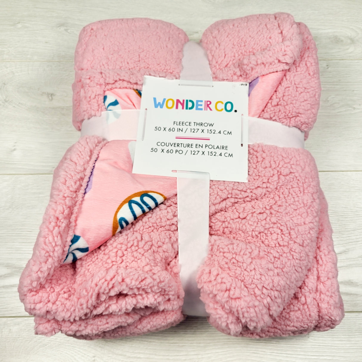 NEW - Wonder Co. Reversible Fleece Throw Blanket with Donuts