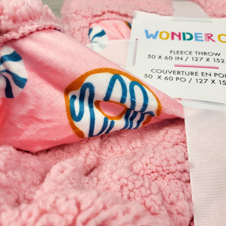 NEW - Wonder Co. Reversible Fleece Throw Blanket with Donuts