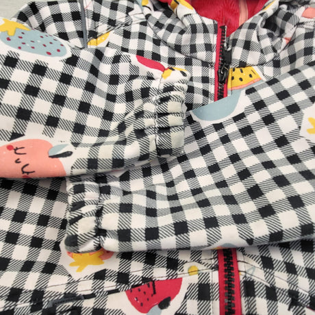 Souris Mini Gingham Softshell Raincoat with Fruit. Size 3T - AS IS