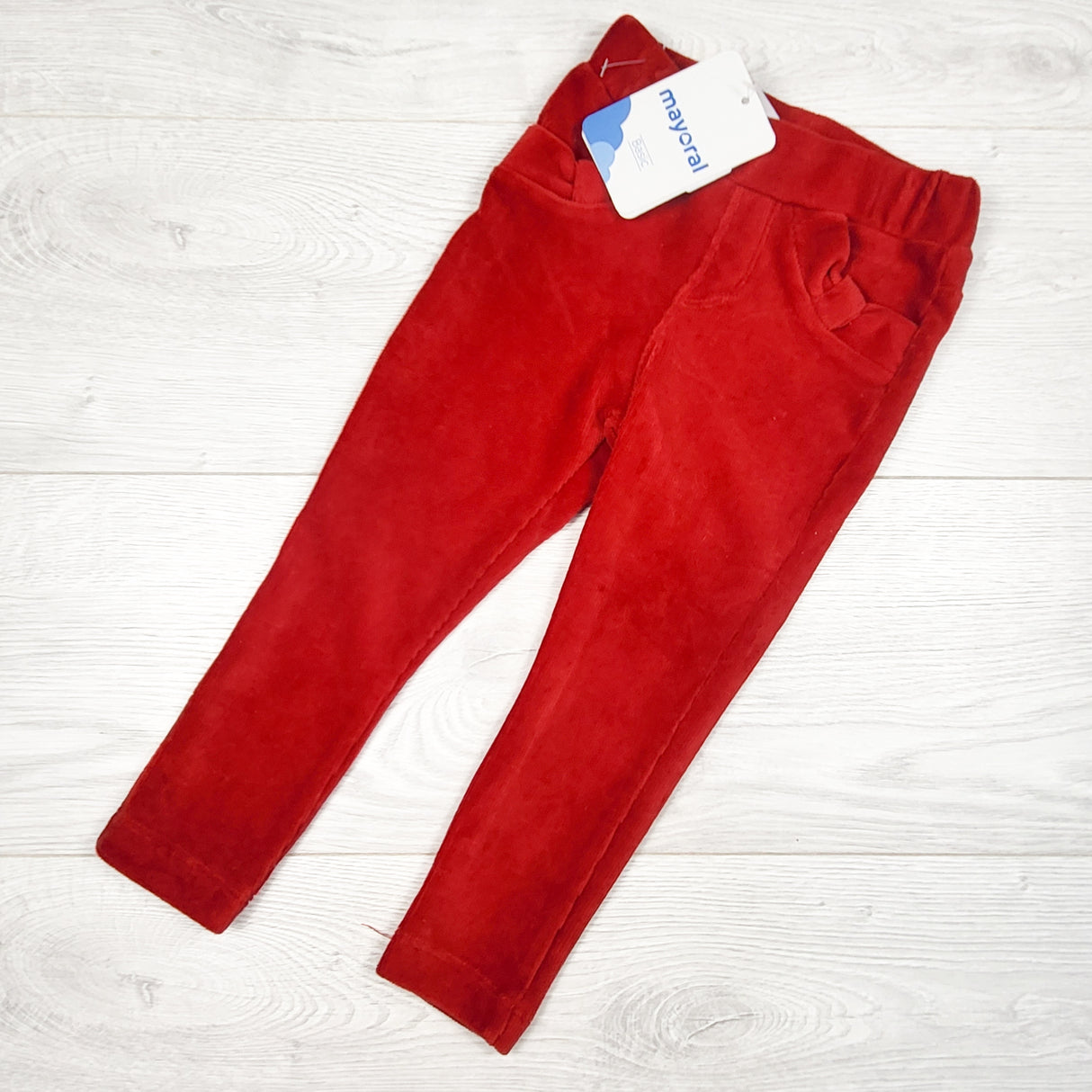 NEW - Mayoral red ribbed velour leggings. Size 18 months