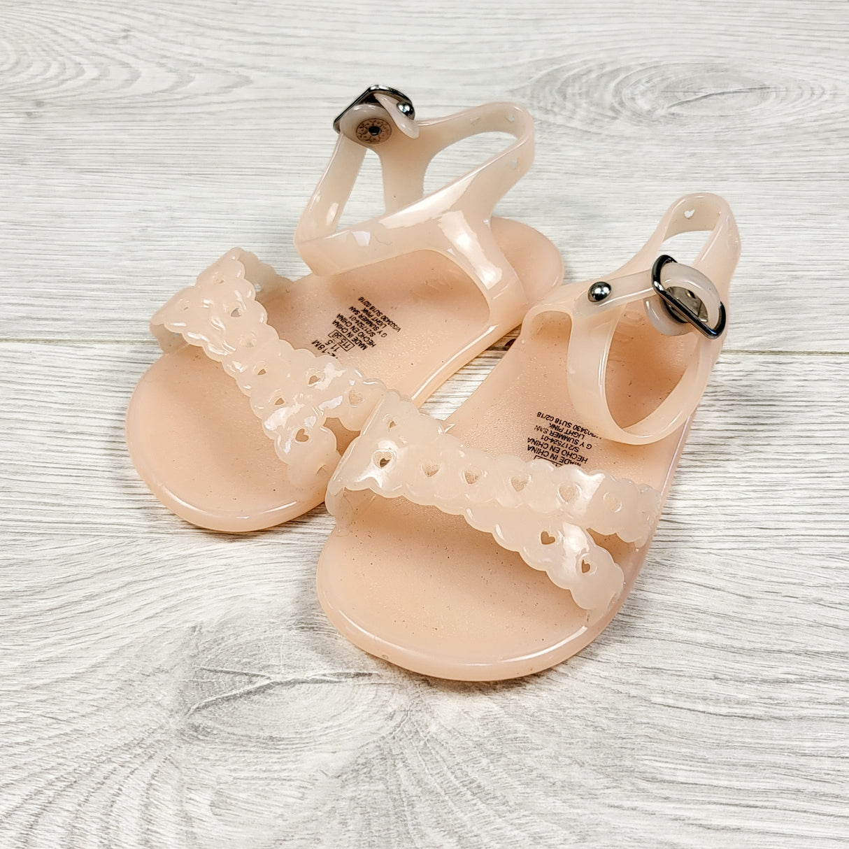 Old Navy peachy-pink jelly sandals. Size 12-18 months