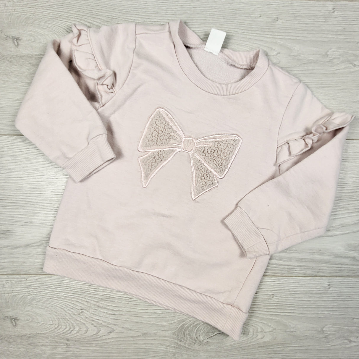 PL Baby pink sweatshirt with chenille bow. Size 24 months
