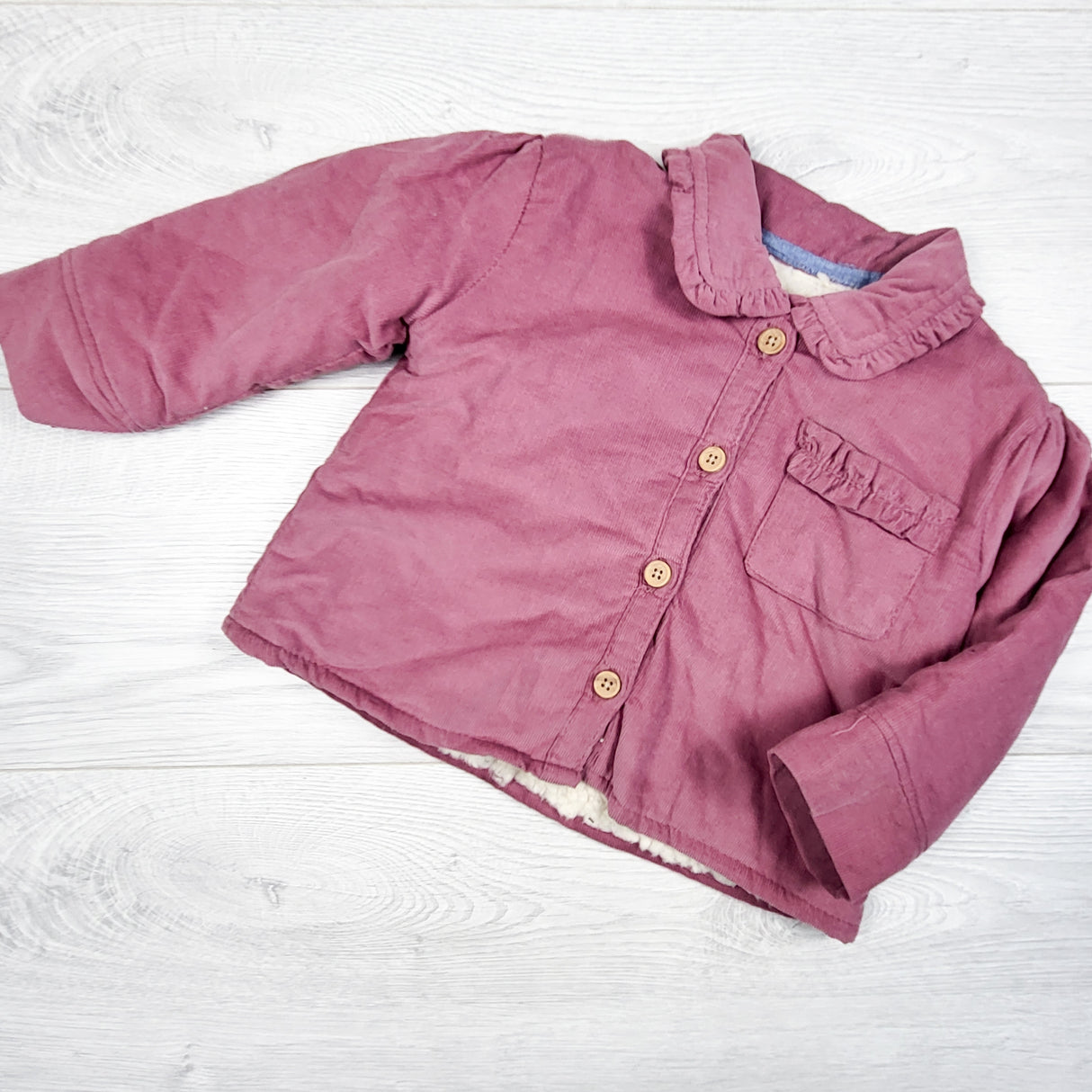 7 For All Mankind pink sherpa lined corduroy jacket. Size 12 months