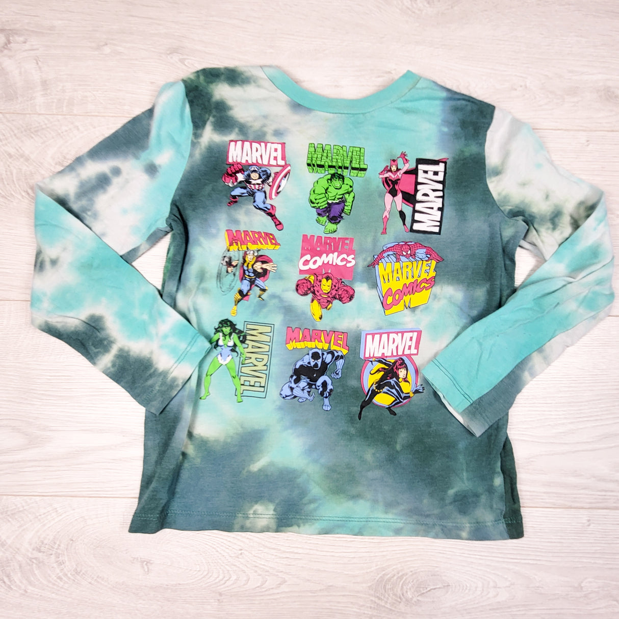 Marvel tie dyed long sleeve top. Size medium