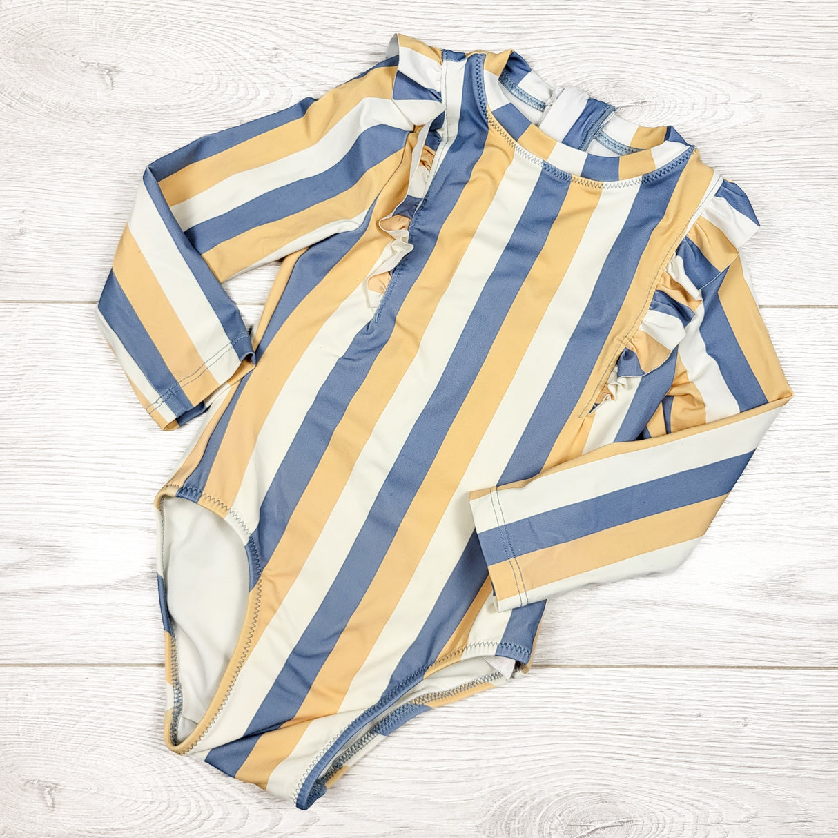 Miles the Label striped one piece swimsuit. Size 12-18 months