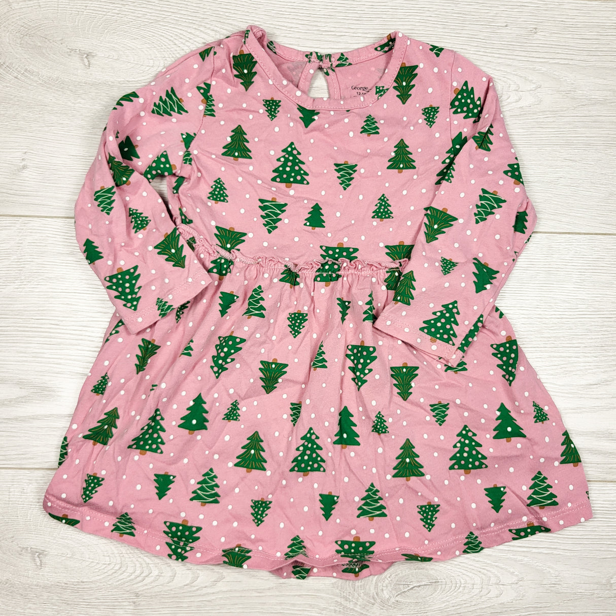 George pink dress with trees. Size 12-18 months
