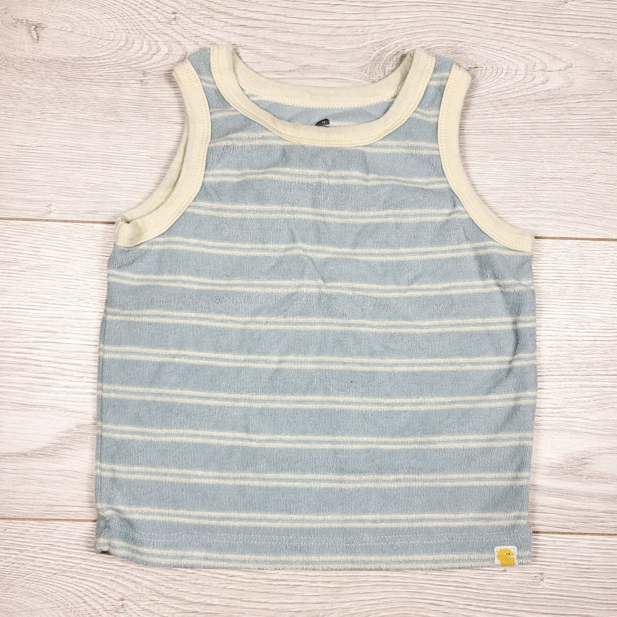 Rise Little Earthling blue striped terrycloth tank top. Size 12-18 months