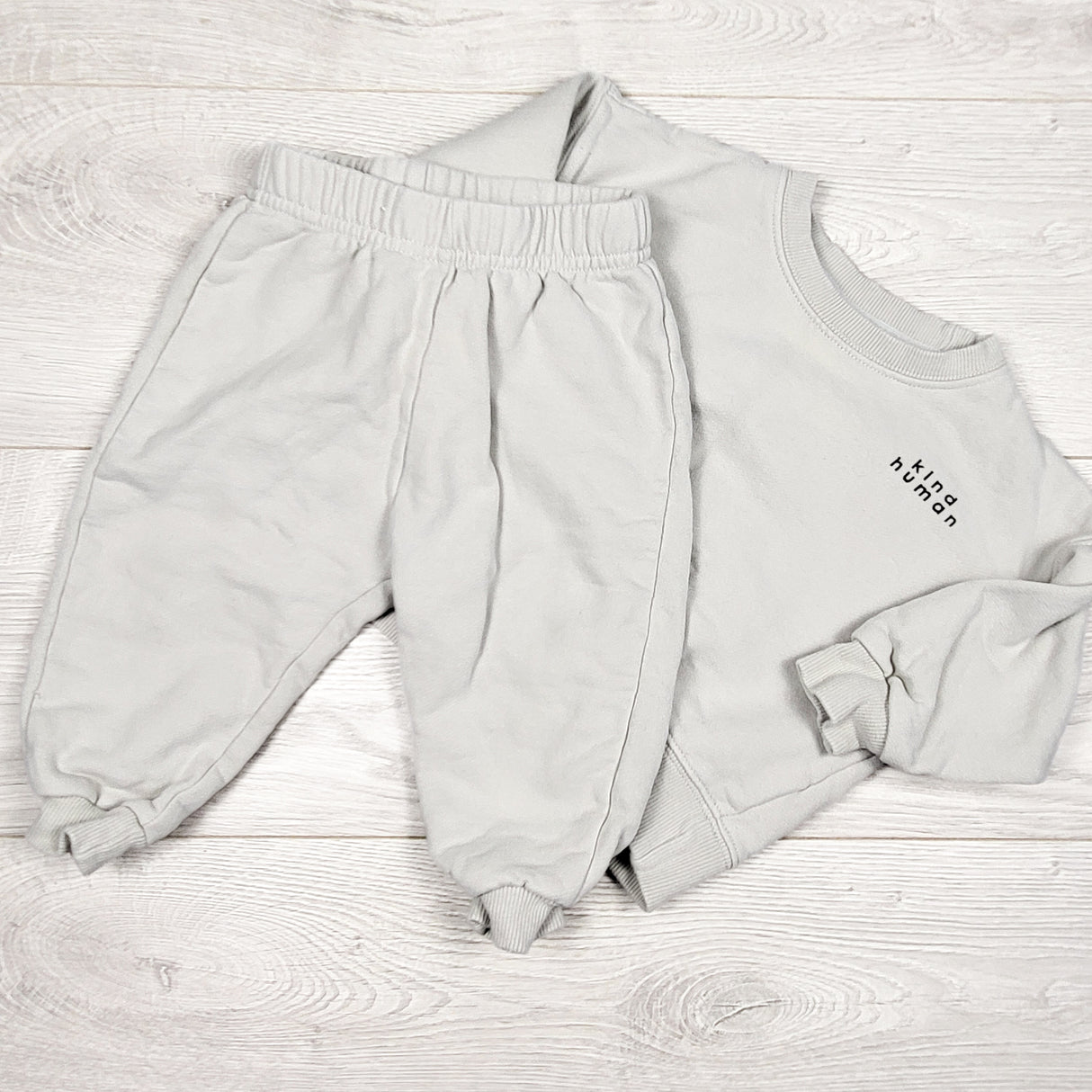 The Littlest grey 2pc "Kind Human" sweatshirt set. Size 6-12 months