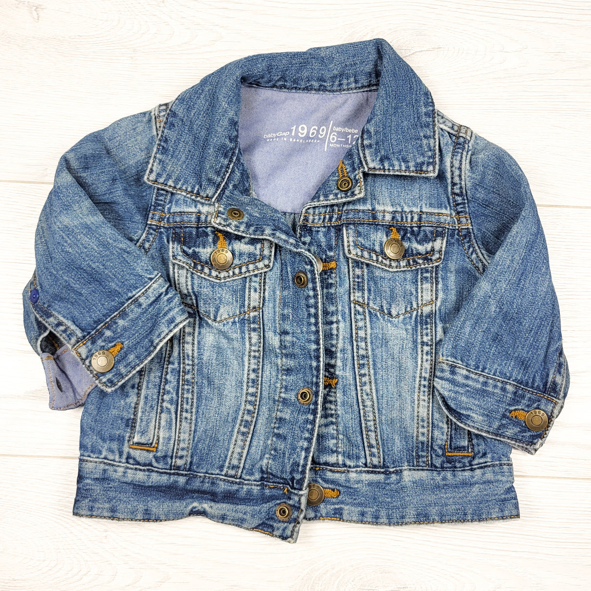 Gap 1969 distressed jean jacket. Size 6-12 months