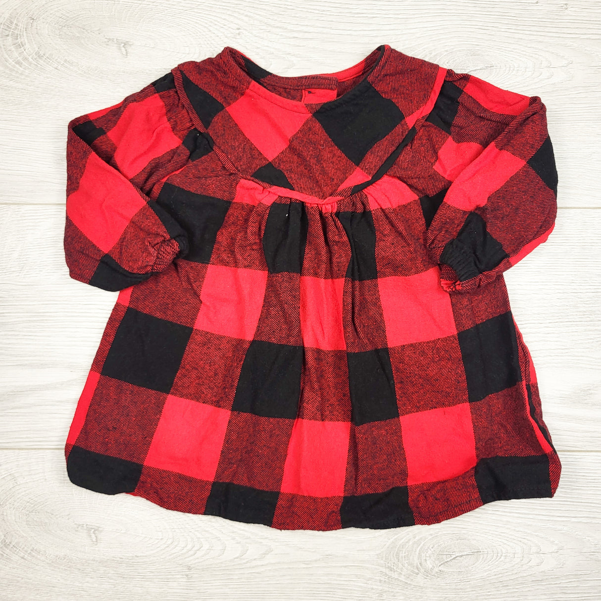 George red buffalo plaid flannel dress. Size 6-12 months