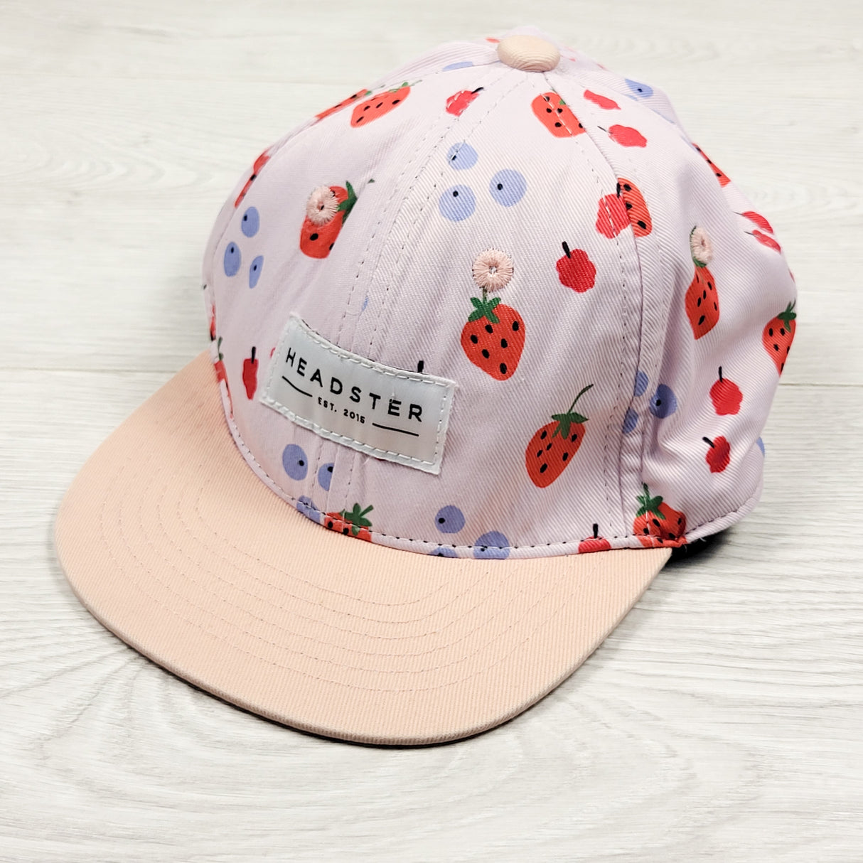 Headster pink fruit print snapback cap. Size 6 months to 2T